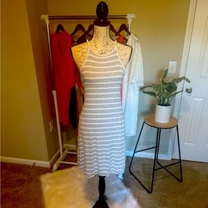 Aerie Grey & White Striped Casual Dress or Cover Up